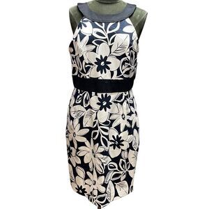 JULIAN TAYLOR Womens Sleeveless Halter Style Black White Floral Dress Sz 12 NWT
